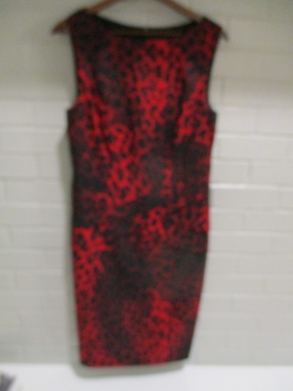 CACHE RED BLACK LEOPARD PRINT SLEEVELESS DRESS SIZE M